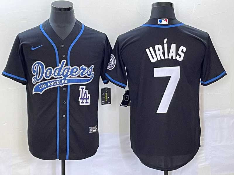 Men%27s Los Angeles Dodgers #7 Julio Urias Black With Patch Cool Base Stitched Baseball Jersey->los angeles dodgers->MLB Jersey
